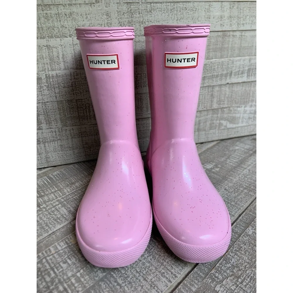 Hunter Kids Original First Classic Glitter Rain Boots Pink Size 13 Rubber